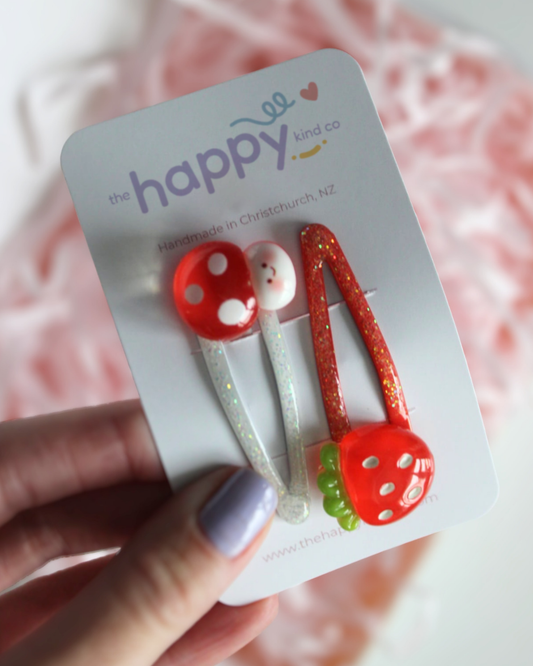 Strawberry & Toadstool Snap Clips