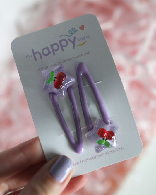 Cherry Stardust Snap Clips