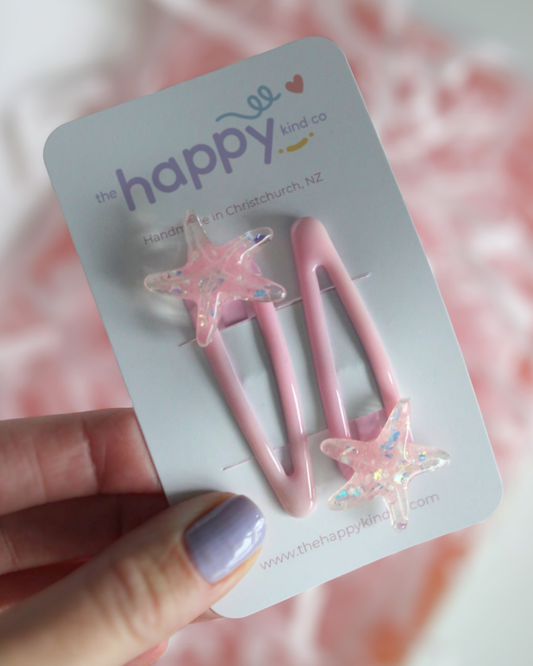 Blush Crystal Starfish Snap Clips
