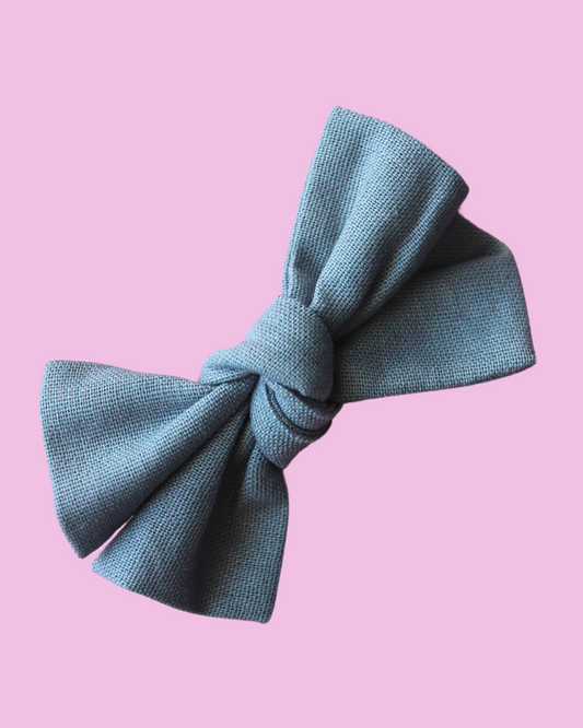 Dusky Blue Petite Scrunch Bow