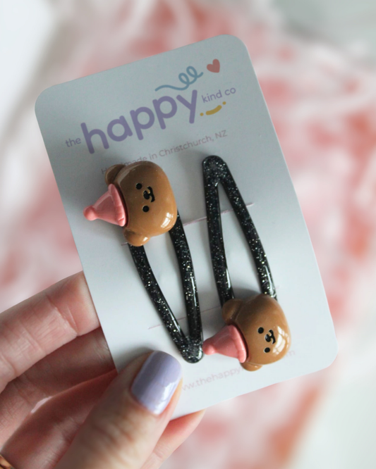 Midnight Party Bear Snap Clips