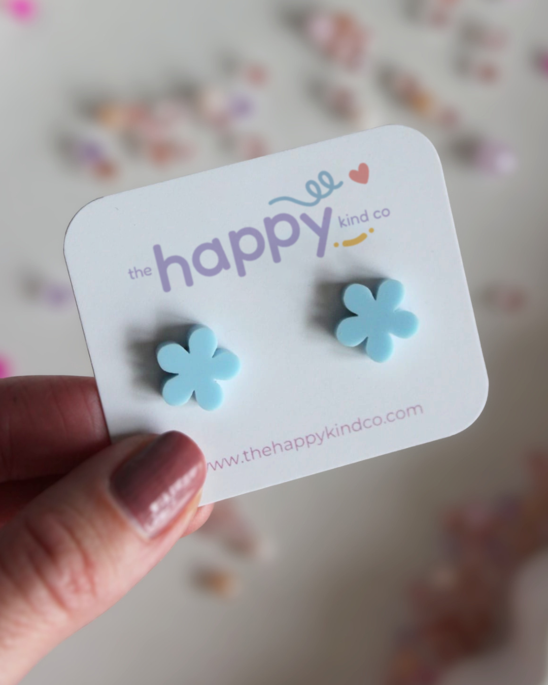 Blue Daisy Stud Earrings