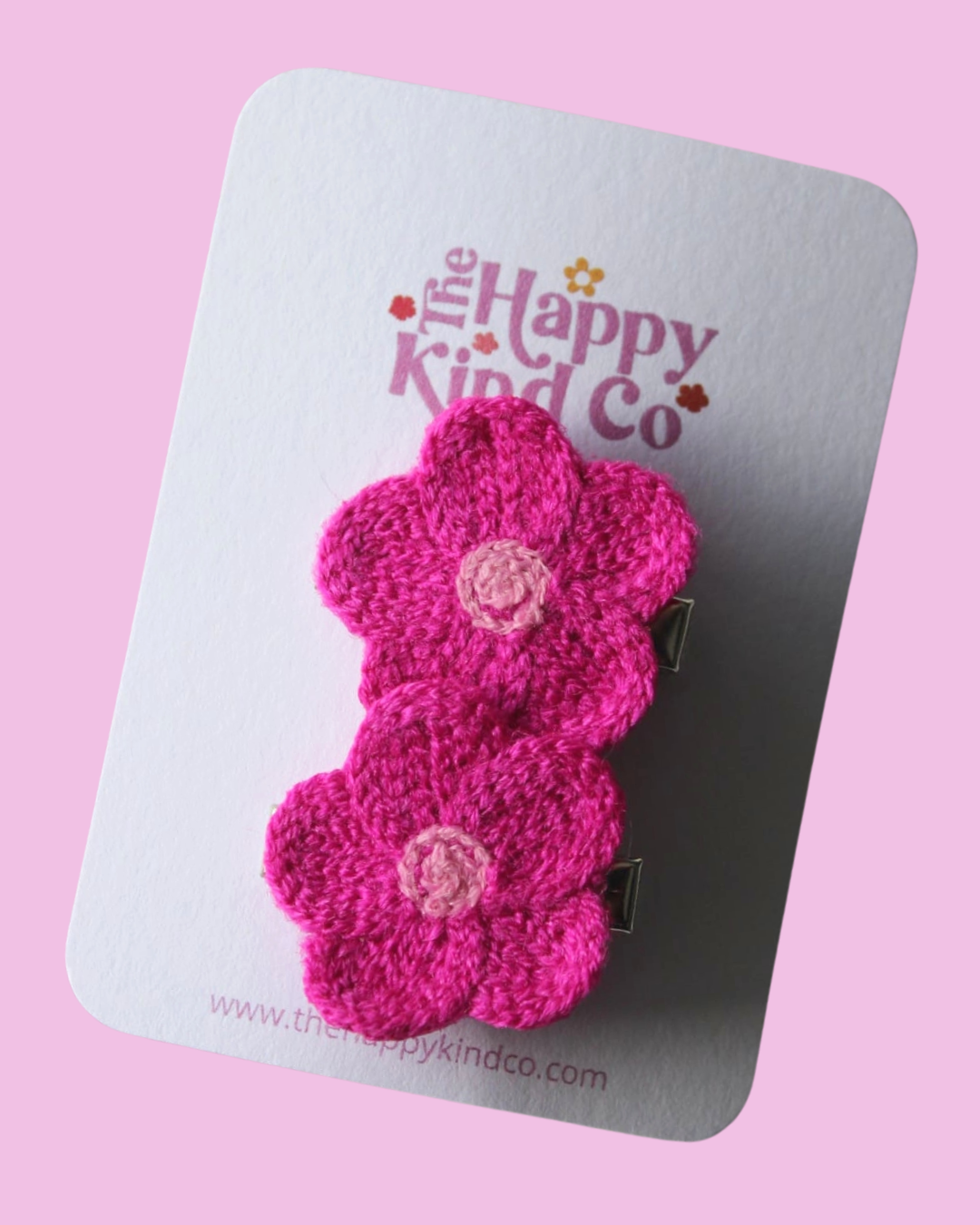 Magenta Knitted Bloom Clips