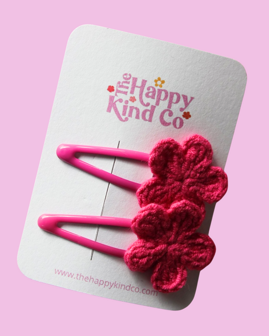Vibrant Berry Crochet Clips