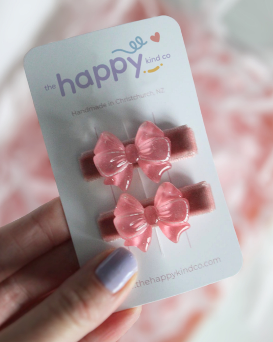 Dreamy Blush Bow Clips