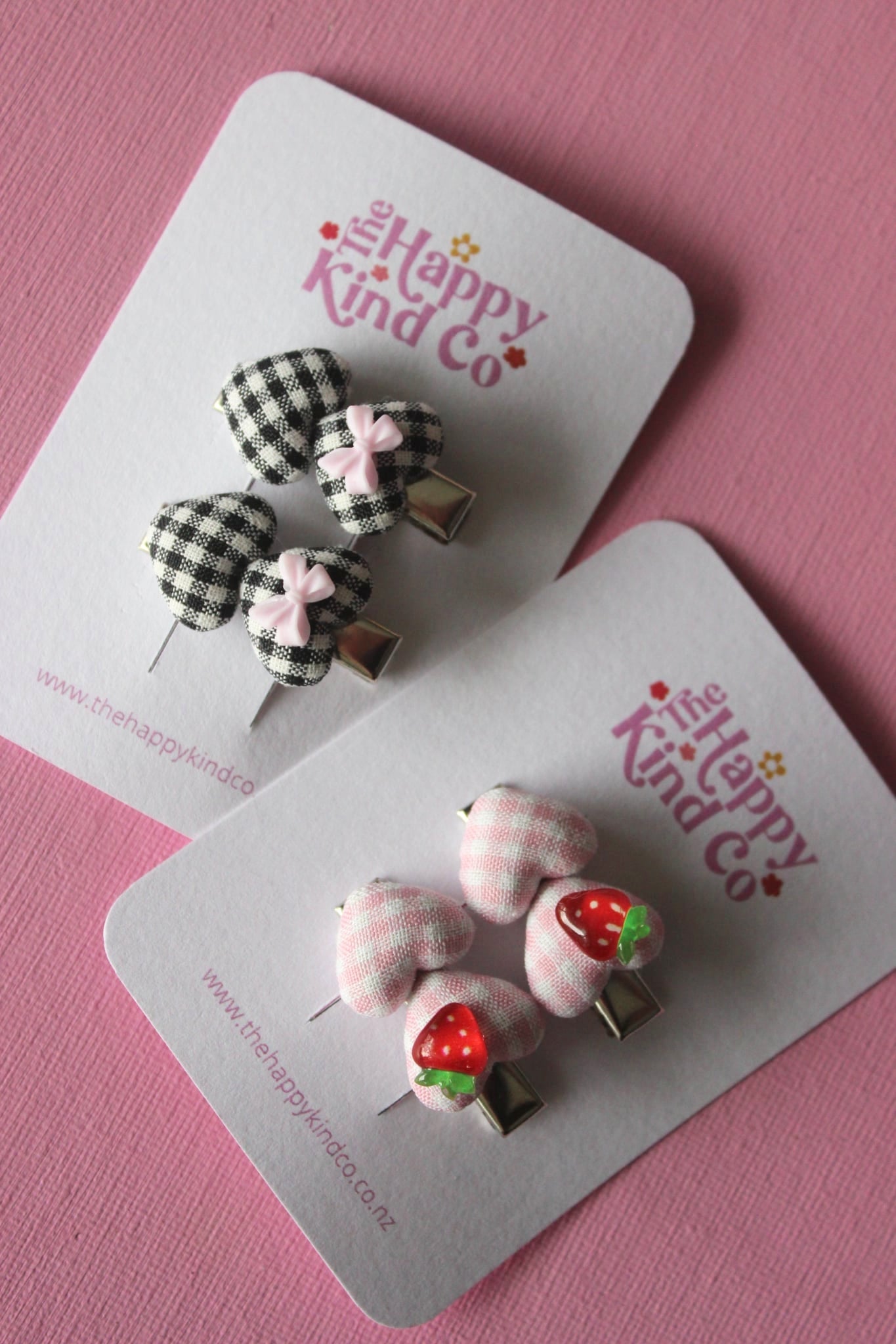 Gingham Bow Heart Stopper Clips