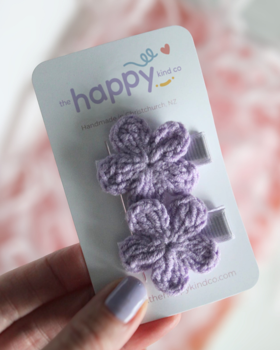 Lavender Crochet Flower Mini Clips