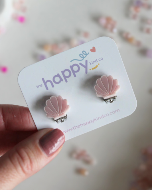 Blush Shell Clip-On Earrings
