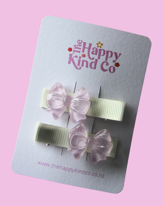 Dreamy Violet Ballet Bow Clips