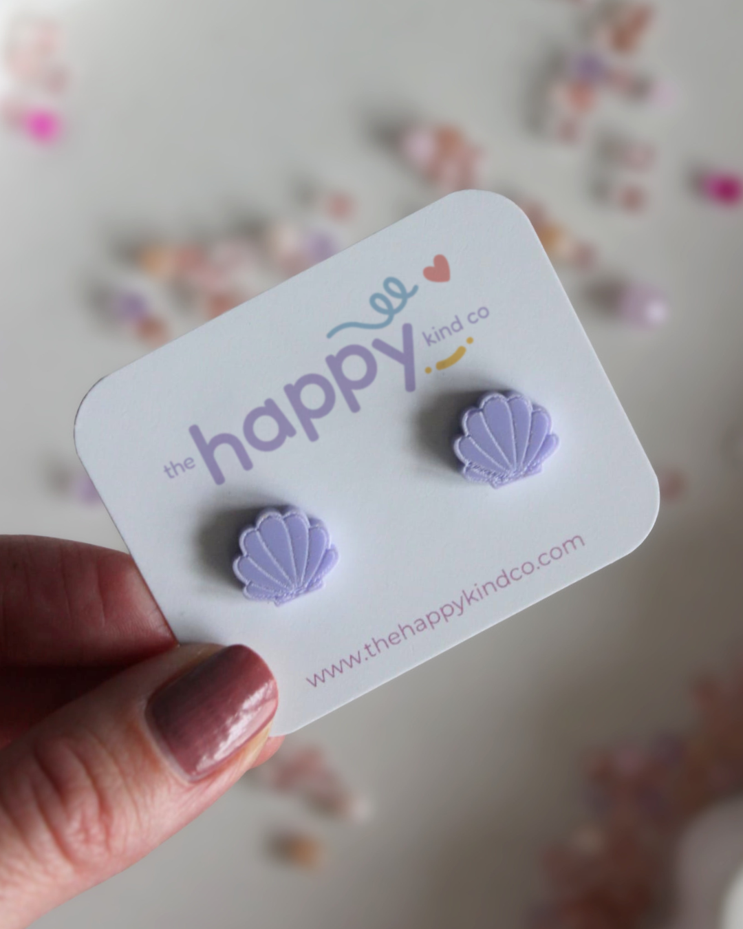 Lilac Shell Stud Earrings