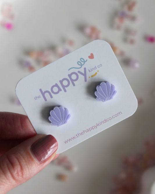 Lilac Shell Stud Earrings