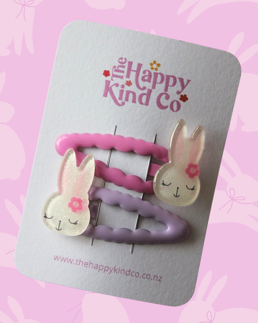 Wavy Bunny Clips - Berry Rush
