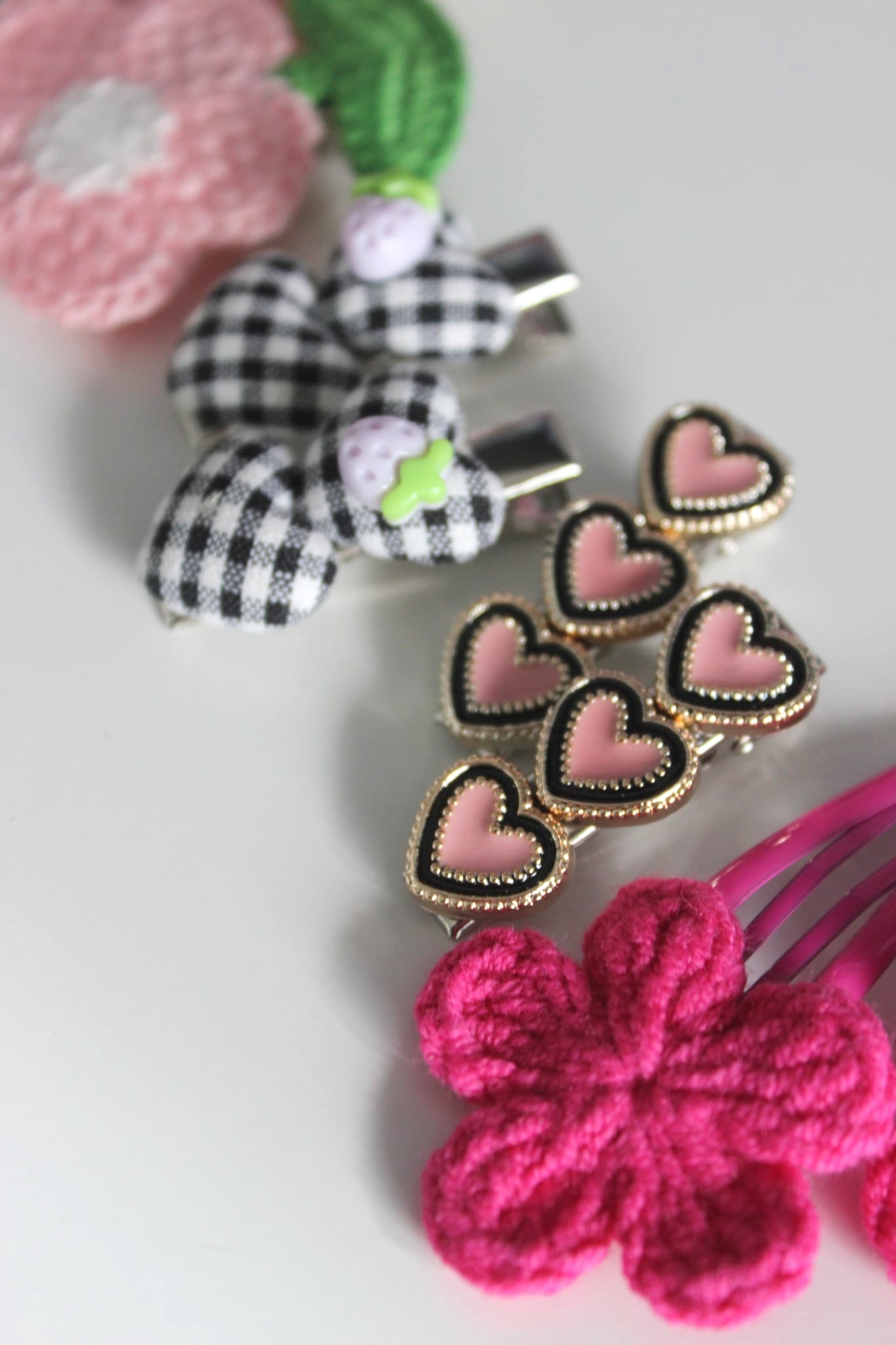 Vibrant Berry Crochet Clips