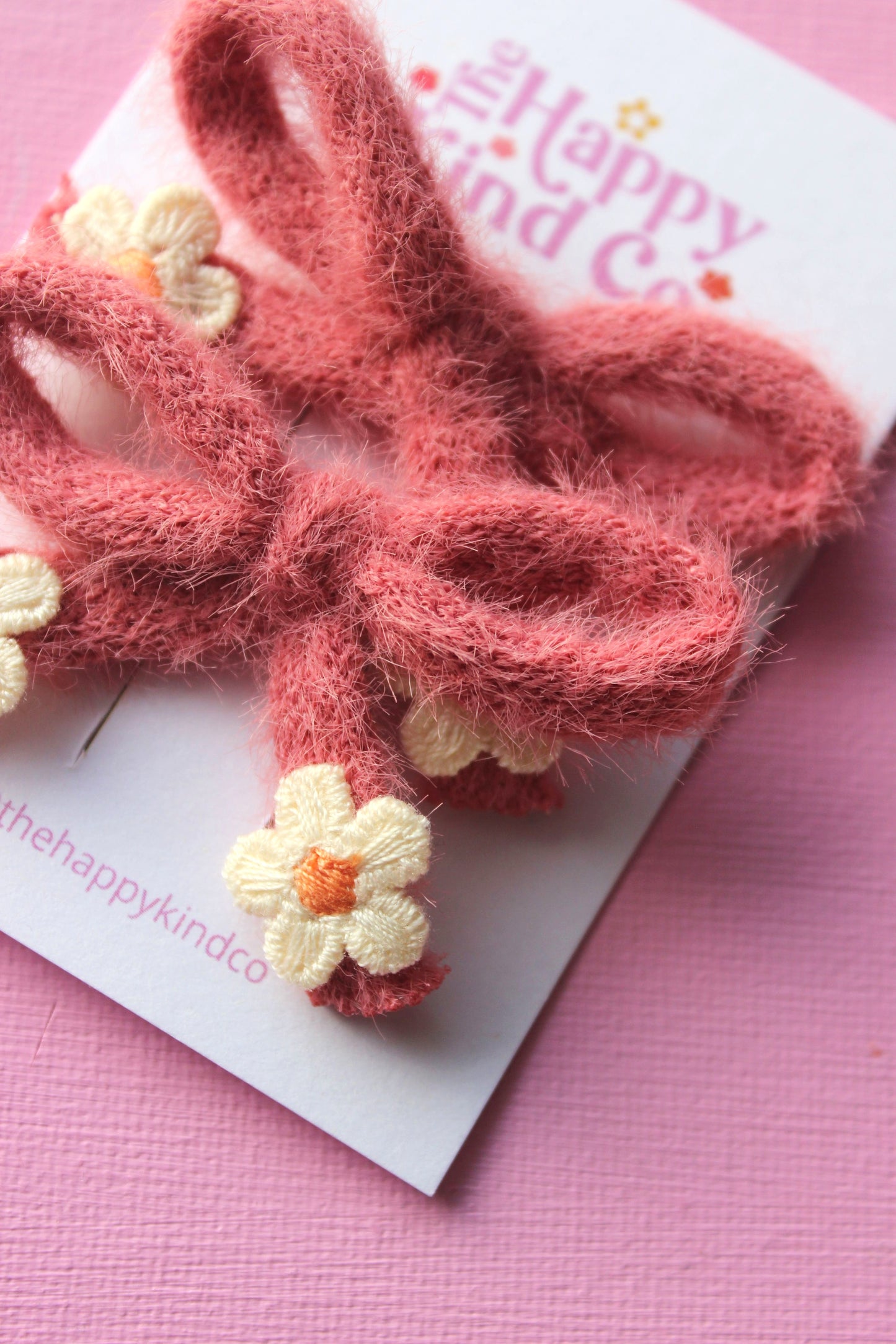 Fluffy Pigtail Bow Clips - Ember