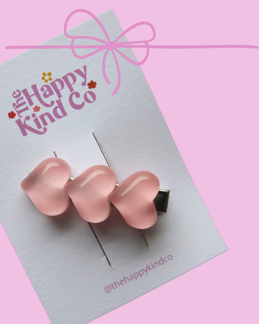 Baby Pink Jelly Hearts Clip - Free Gift