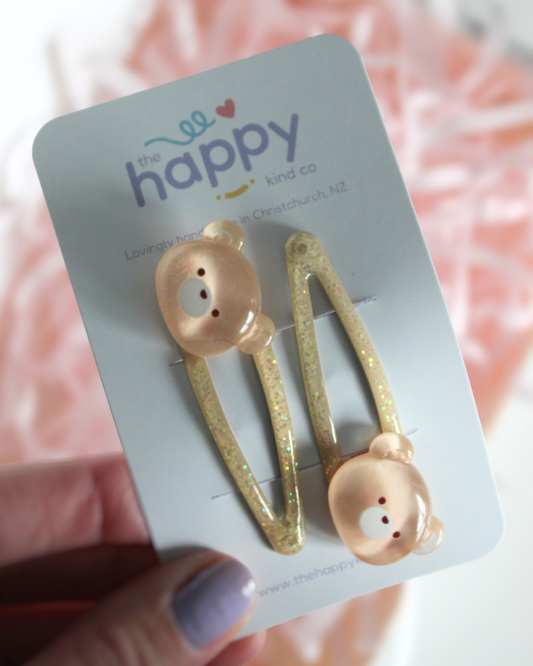 Glitter Bear Snap Clips