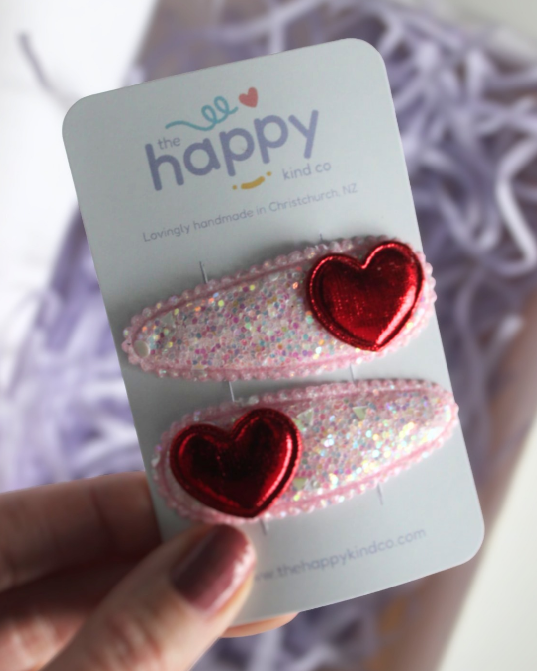 Ruby Heart Glitter Snaps