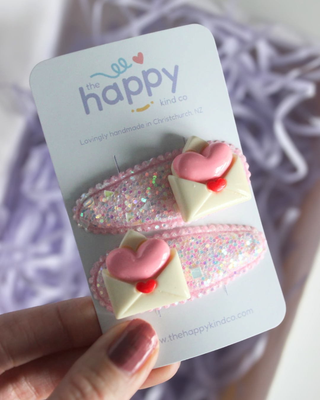 Love Letter Glitter Snap Clips