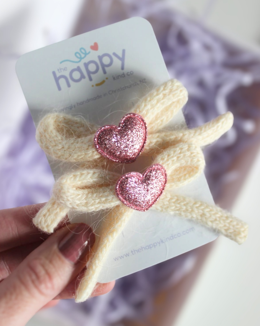 Sweetheart Knit Bow Clips