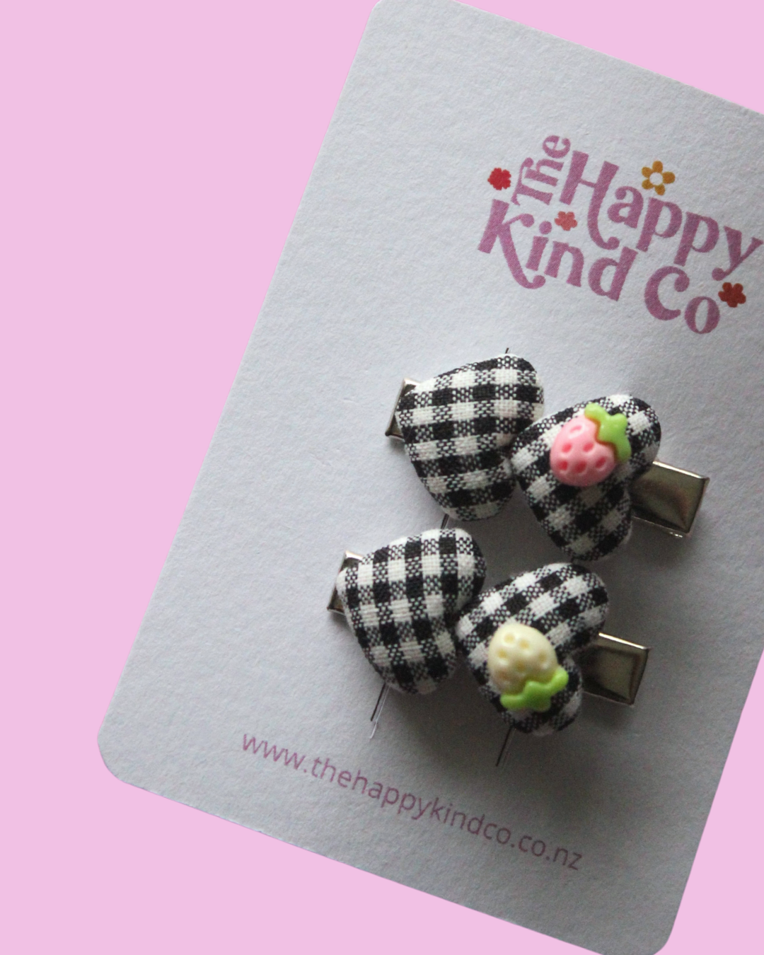 Gingham berry hairclips