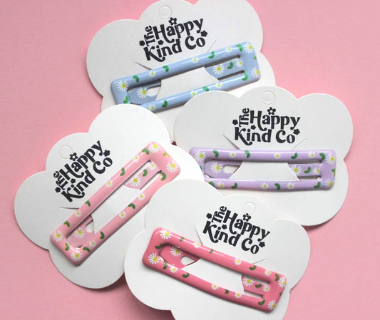 Large Pastel Printed Flower Clip