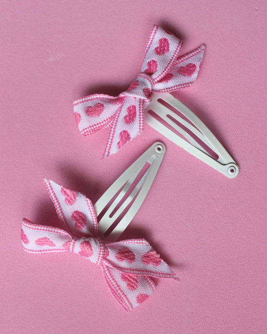 Bow-tiful Heart Clips Pink